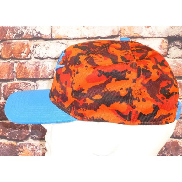 Nike Pro Snapback Hat Orange Camouflage Print With Blue Brim Adjustable Fit - Picture 4 of 6